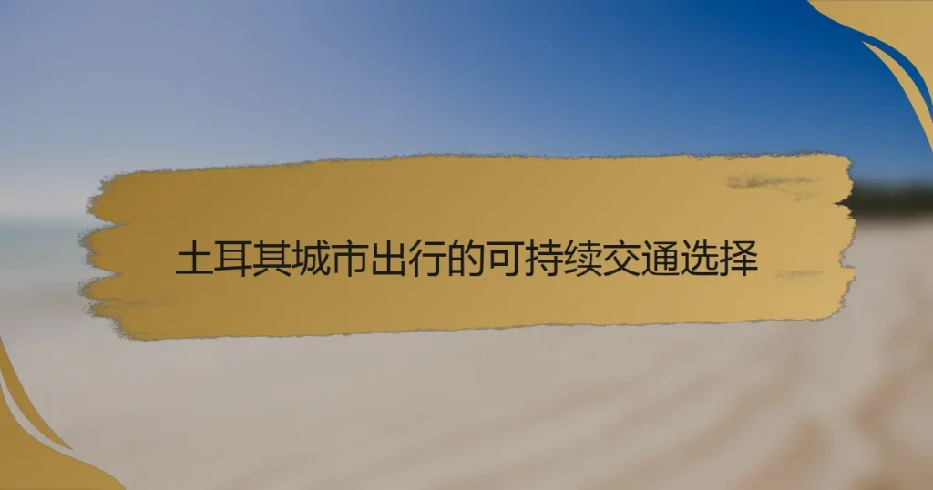 土耳其城市出行的可持续交通选择