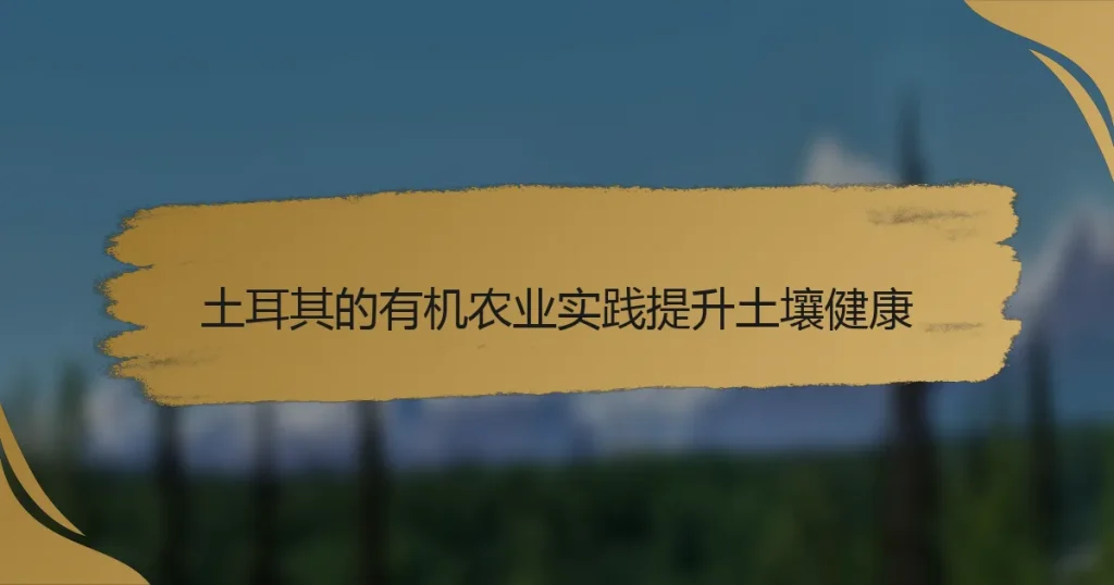 土耳其的有机农业实践提升土壤健康