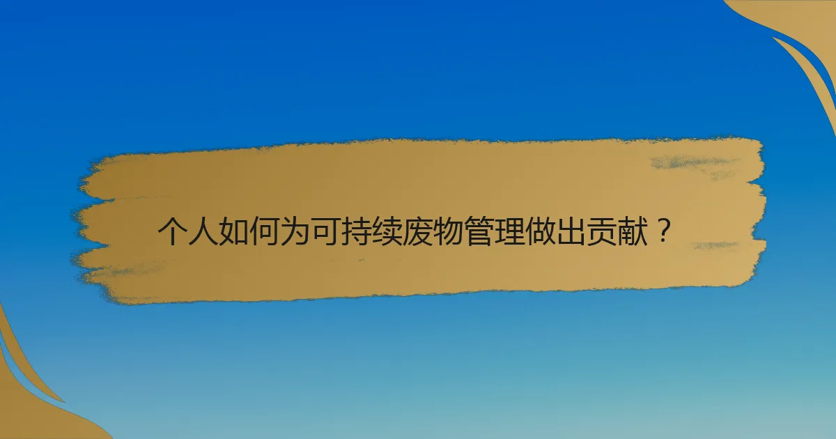 个人如何为可持续废物管理做出贡献？