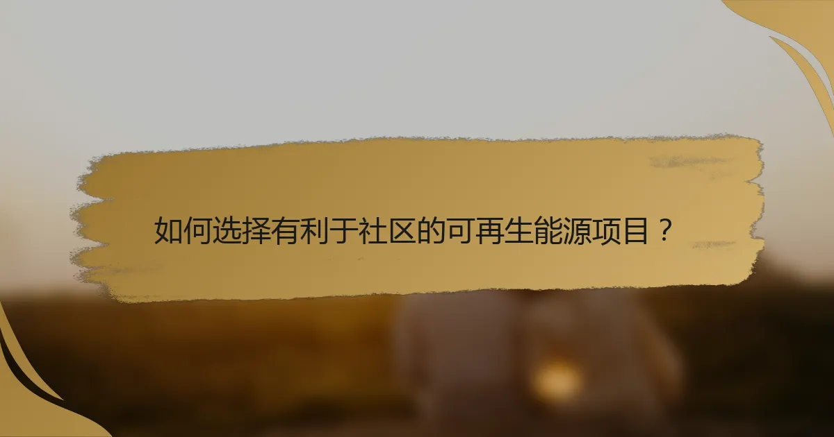 如何选择有利于社区的可再生能源项目？