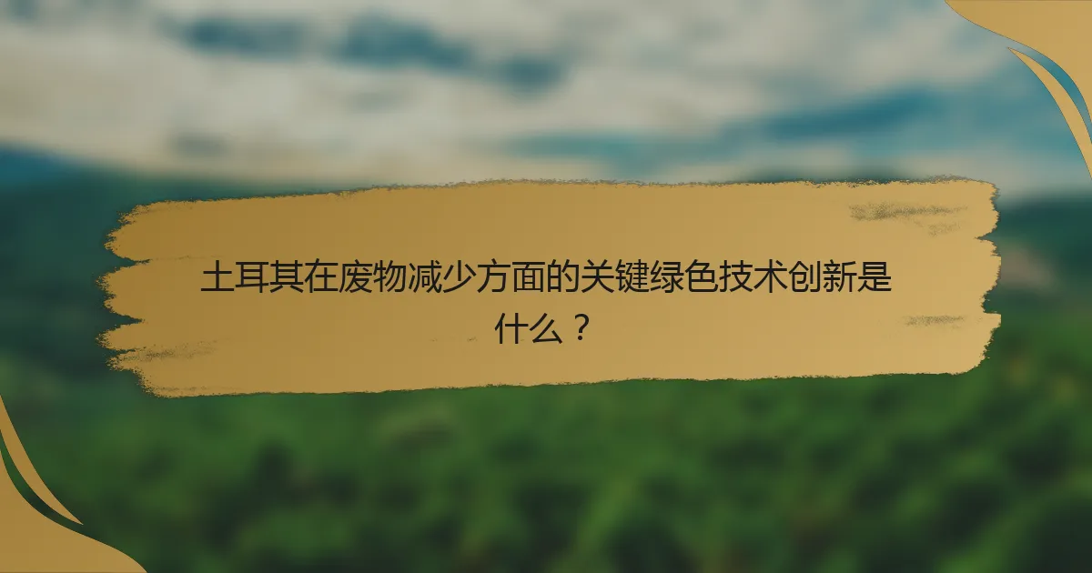 土耳其在废物减少方面的关键绿色技术创新是什么?