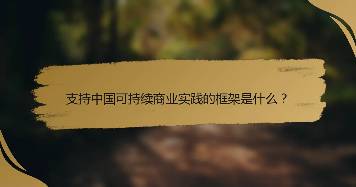 支持中国可持续商业实践的框架是什么?