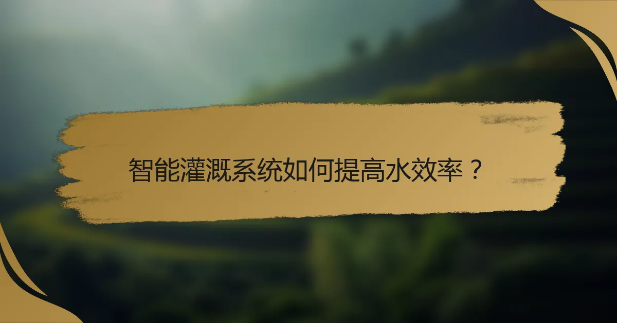 智能灌溉系统如何提高水效率?