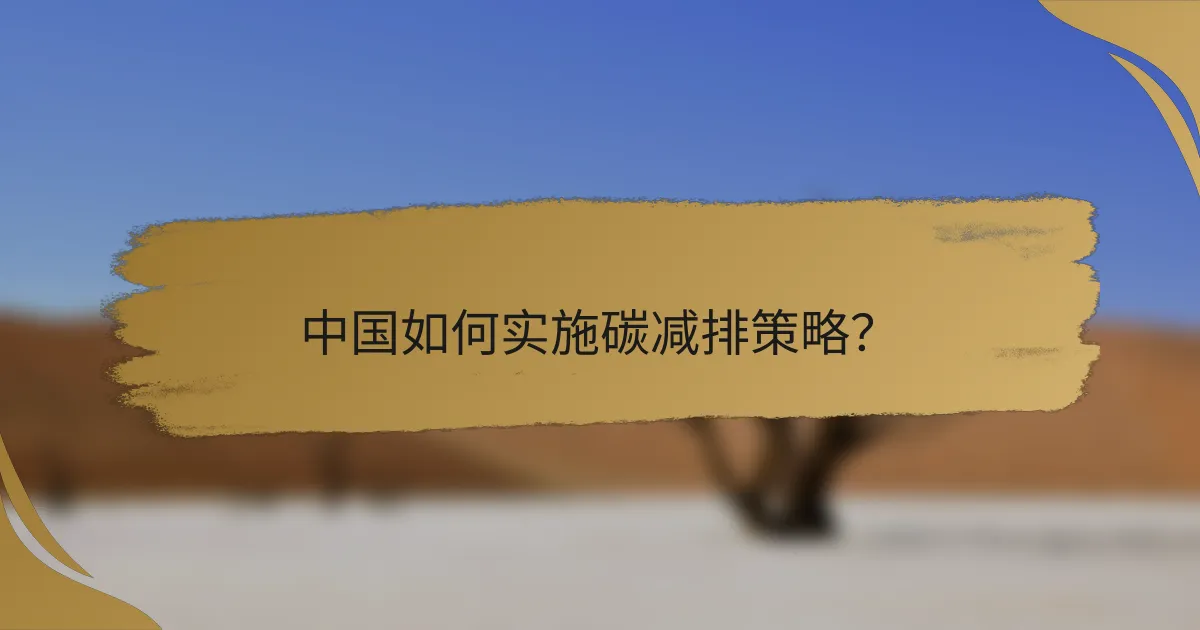 中国如何实施碳减排策略?